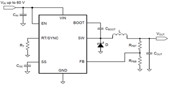 Schematic - Texas Instruments LMR16030 SIMPLE SWITCHER® Step-Down Converter